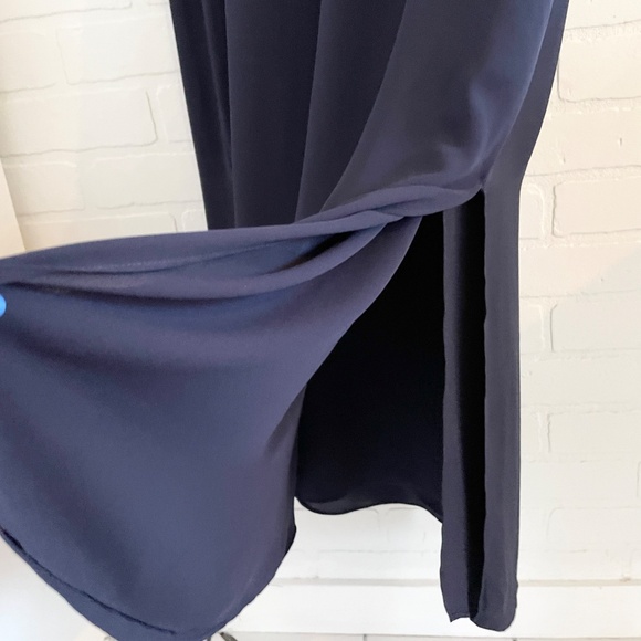 Aritzia Babaton Maxi dress Jeremy Navy blue Lined V neckline/back Minimalis L - Picture 6 of 10